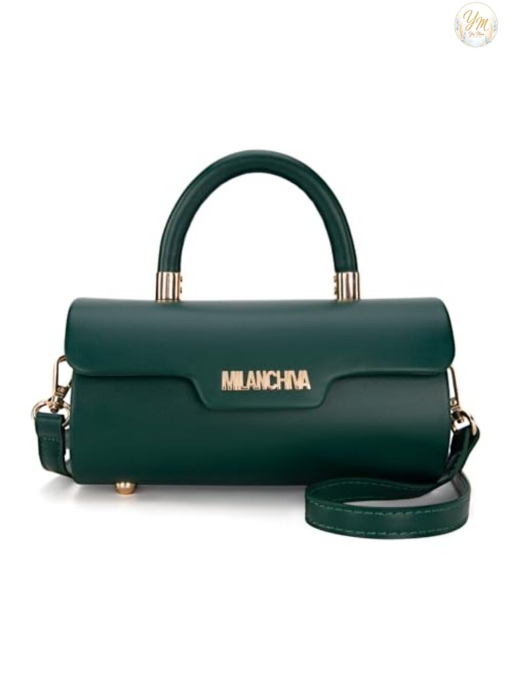 Vegan Leather Mini Barrel Crossbody Bag with Top Handle & Strap